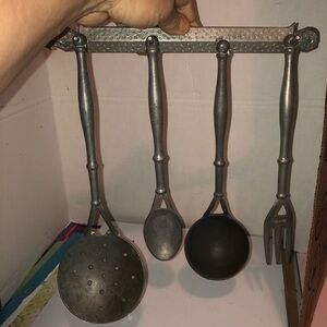 Vintage 60s/70s  Utensil Set to hang on wall. Great farmhouse addition. Used